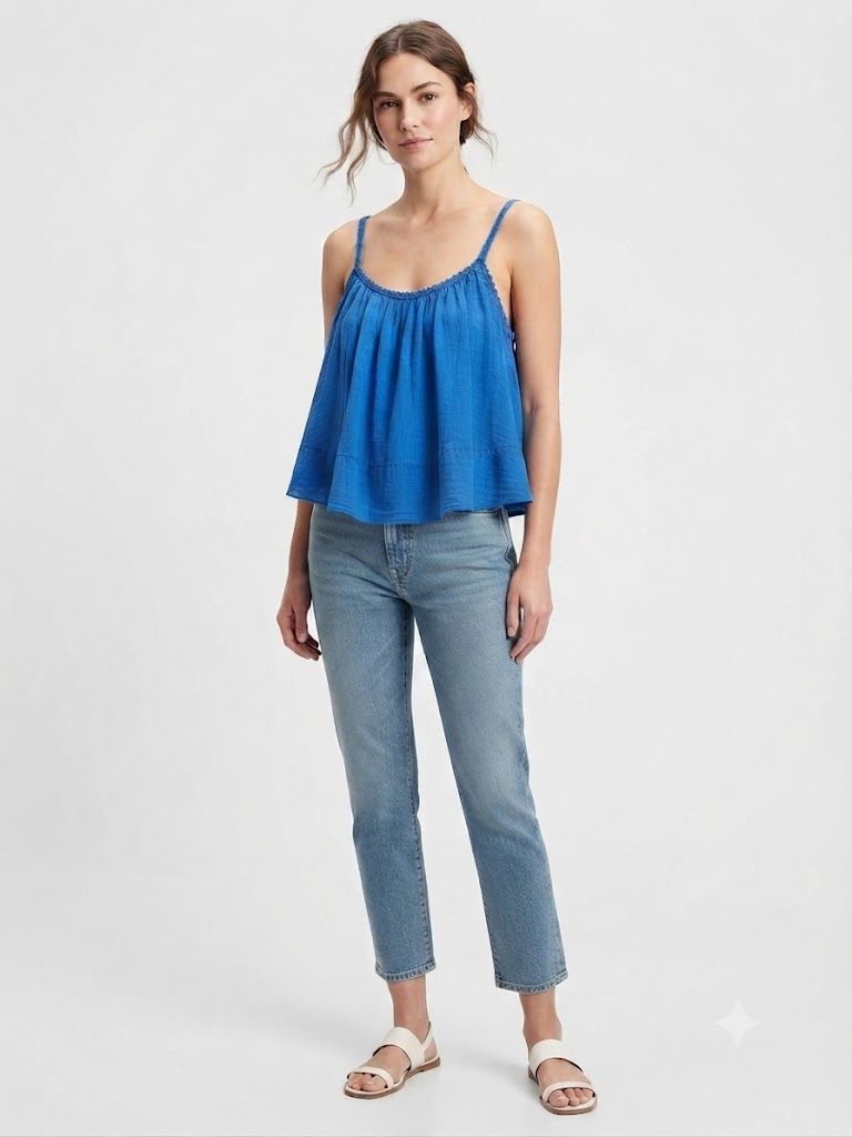 Azure Cotton Swing Top
